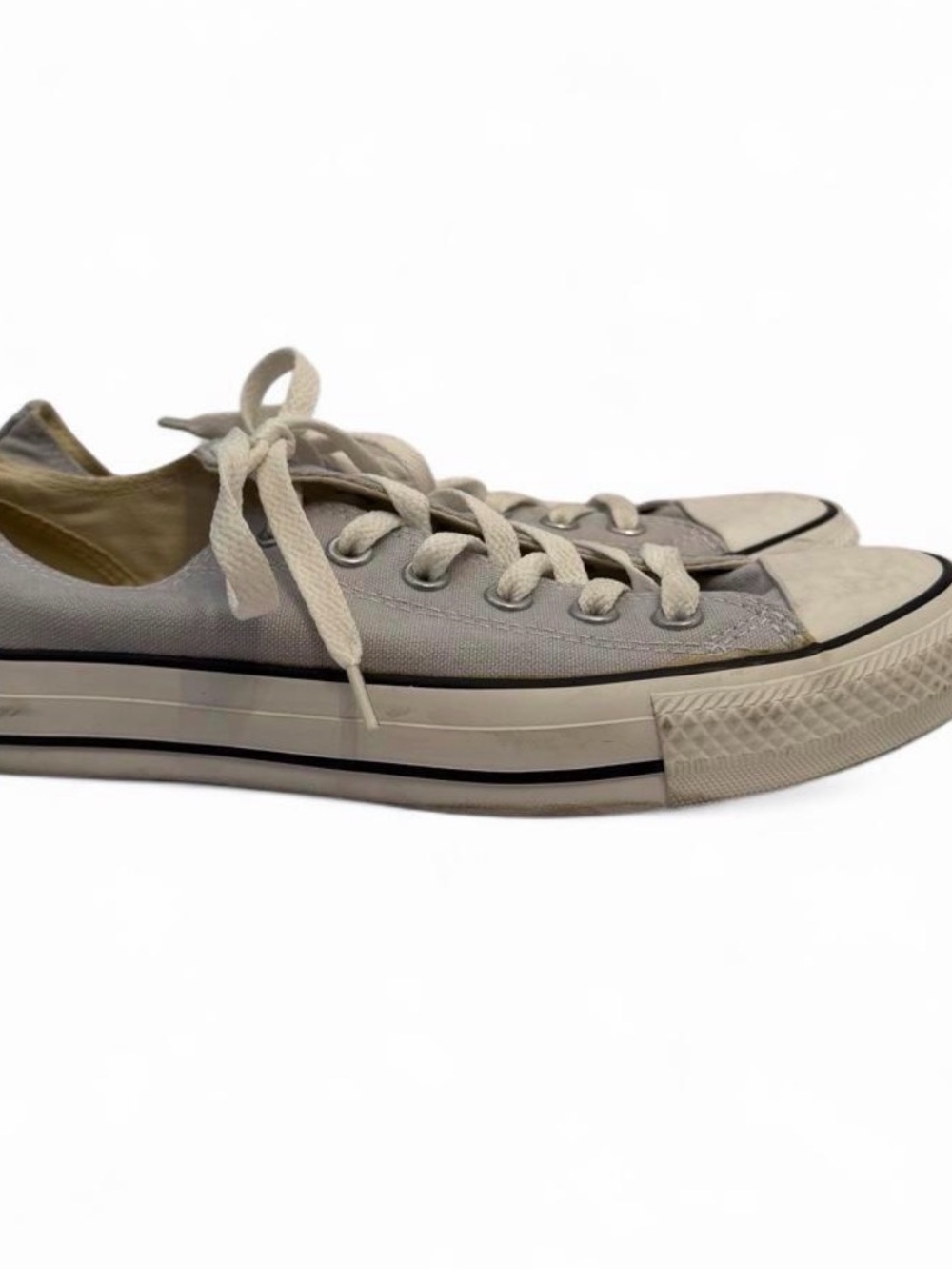Excellent Condition Converse Low-Top Canvas Sneakers — Gray with White Accents 8 - Picture 2 of 5